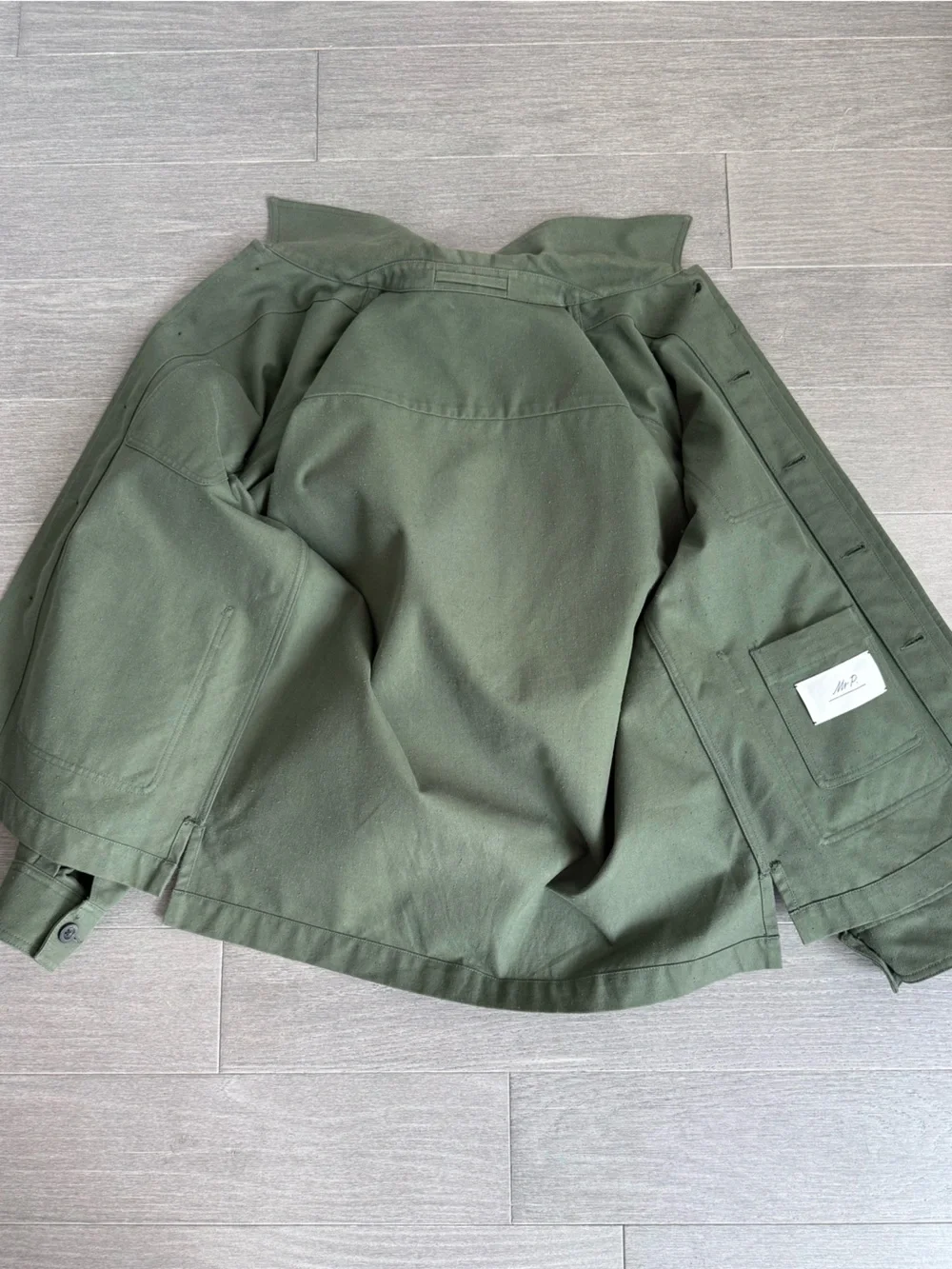 MR P. Cotton Field Jacket Olive Green Military Utility Textured Work Men’s S
